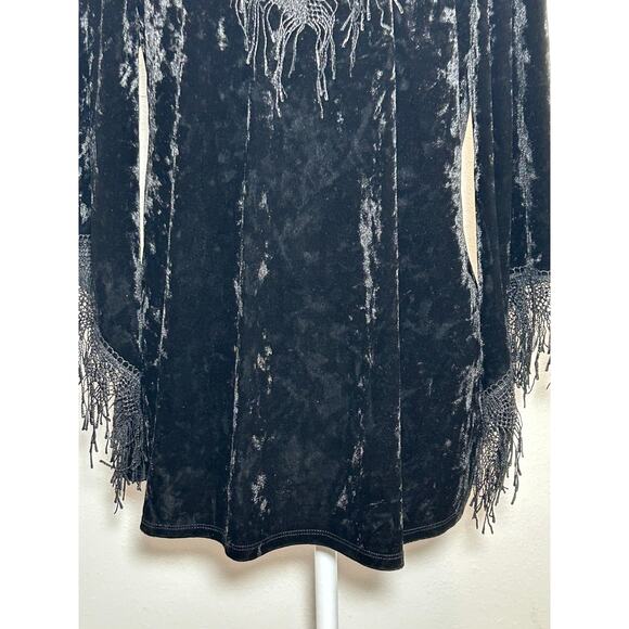Melissa Paige Women's Crushed Velvet Fringe Dark Bohemian Size M Witchy - Picture 3 of 6
